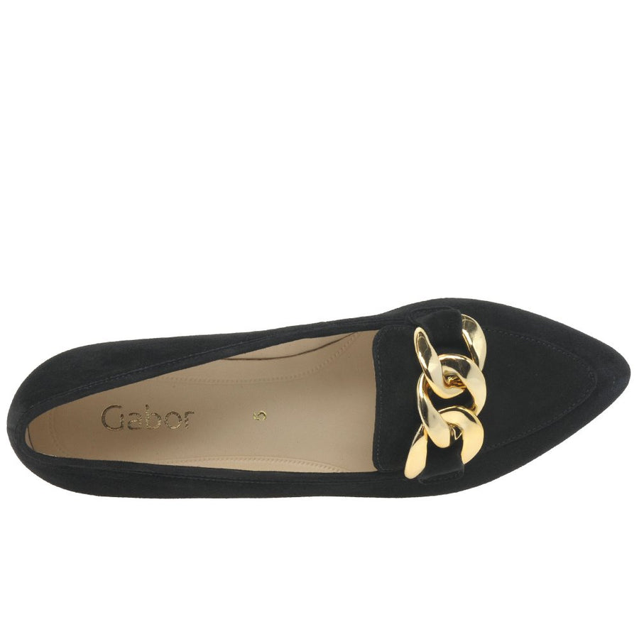 Gabor 31.301.17 Carol Black Suede with Gold Buckle
