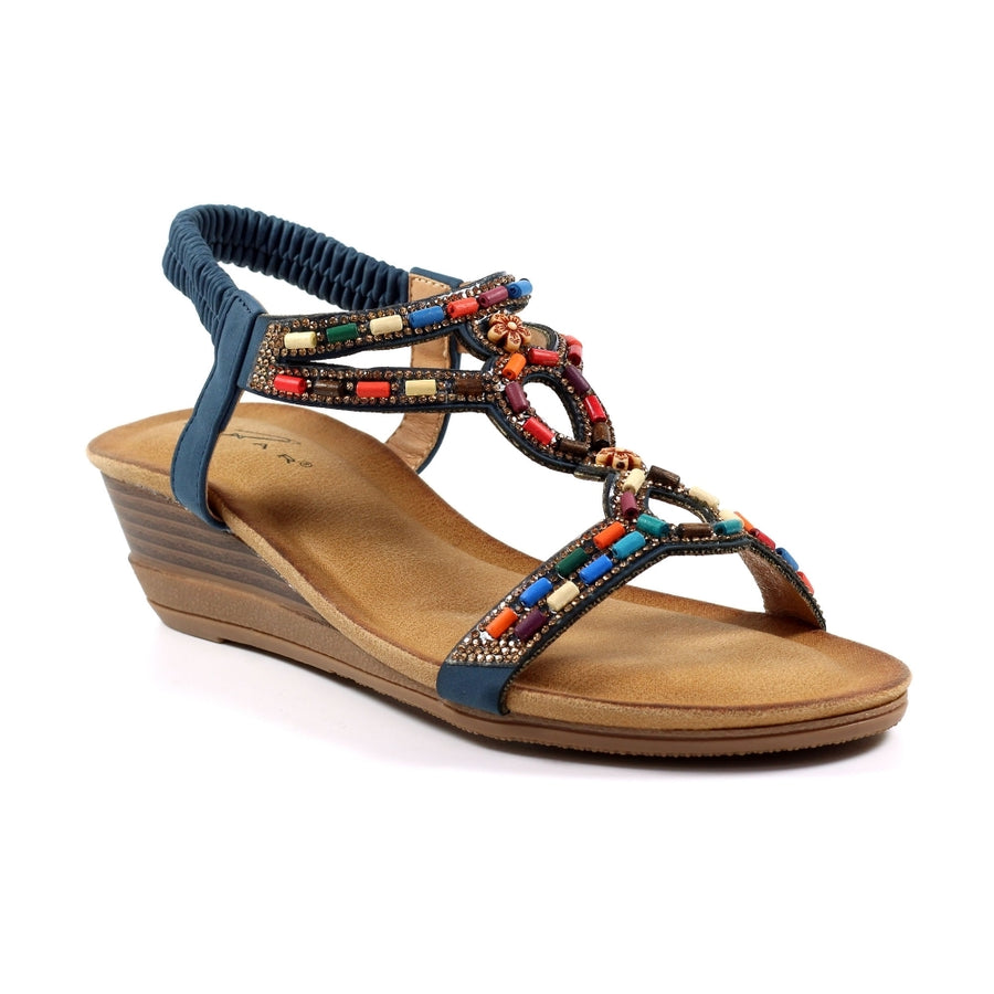 Lunar JLH478 BL Epsom Navy Wedge Sandal